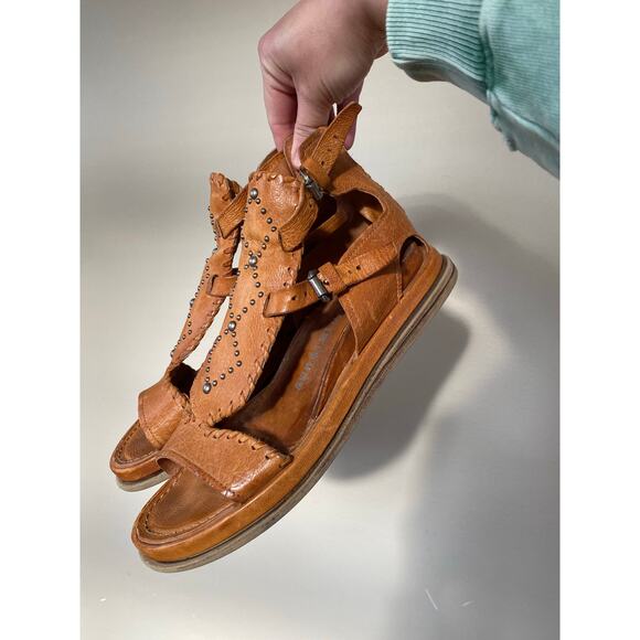 A.S.98 Shoes - AS 98 Hera Sandals Tan Leather Studded Gladiator Size 40/ US 9